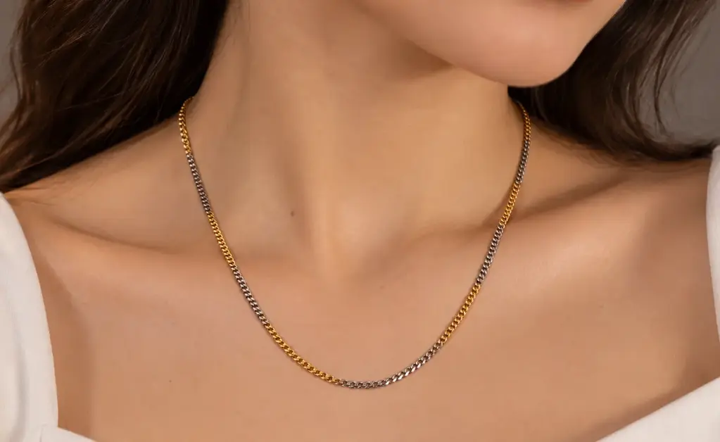 سلسلة فضة إيطالي عيار 925 مطلية بالذهب.