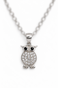 925 sterling silver owl pendant with sparkling stones and black eyes.