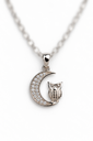 925 sterling silver moon & owl pendant with sparkling stones.