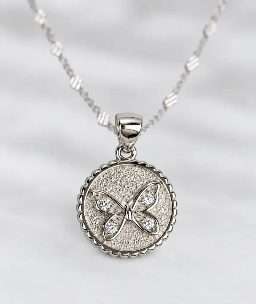 Italian 925 sterling silver butterfly pendant.