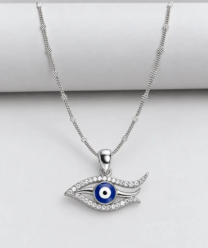 Italian 925 sterling silver blue eye pendant.
