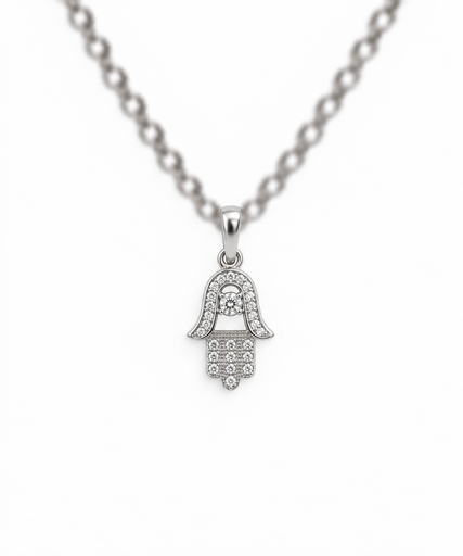 [PEN-009] 925 sterling silver hand pendant with sparkling stones.